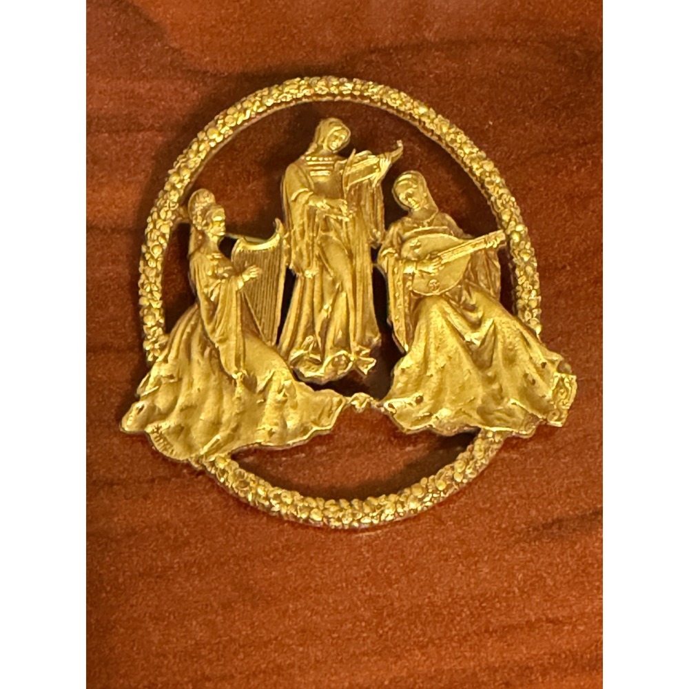 Vintage MFA Museum of Fine Arts Medieval Maidens Playing Music Brooch/Pin
